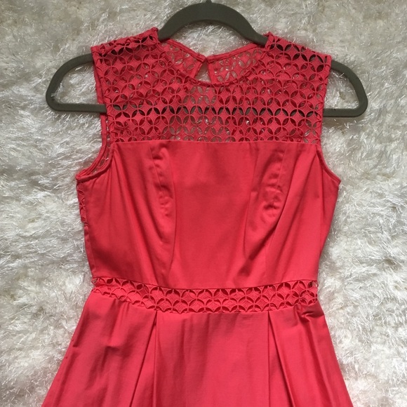 Calvin Klein Dresses & Skirts - CK Pleated Crochet Coral Dress - Sz 2